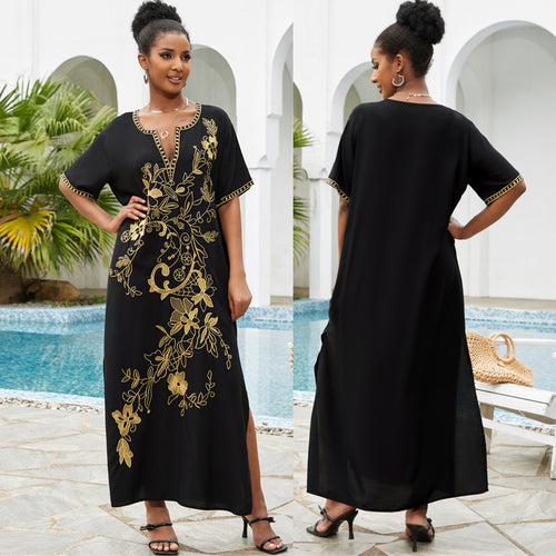 Dame Maxikjole med detaljeret floral broderet spids Stilla