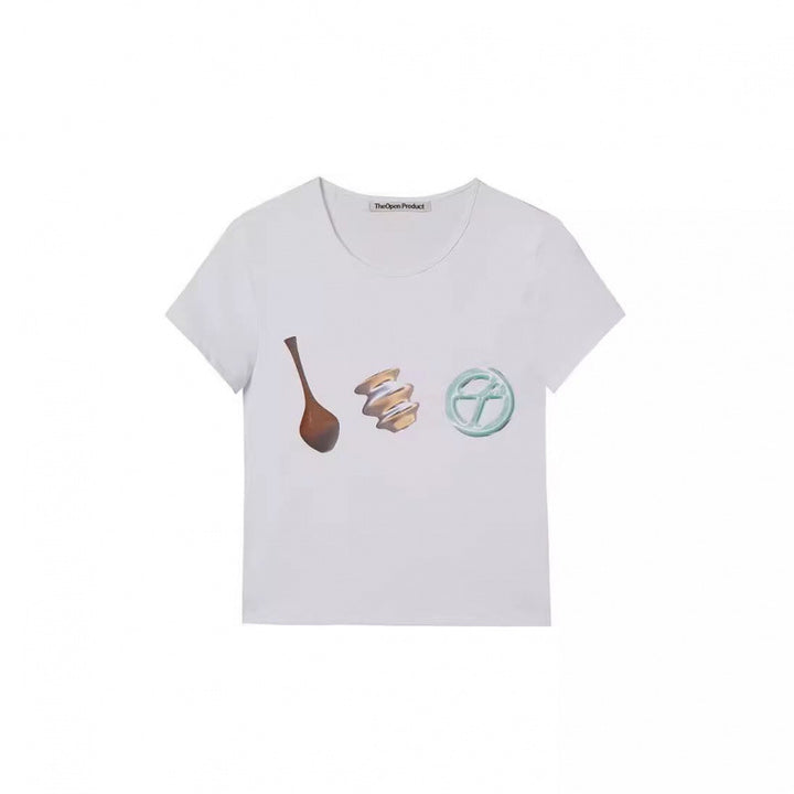 Dame Stilfuldt Grafiktryk T-Shirt Stilla