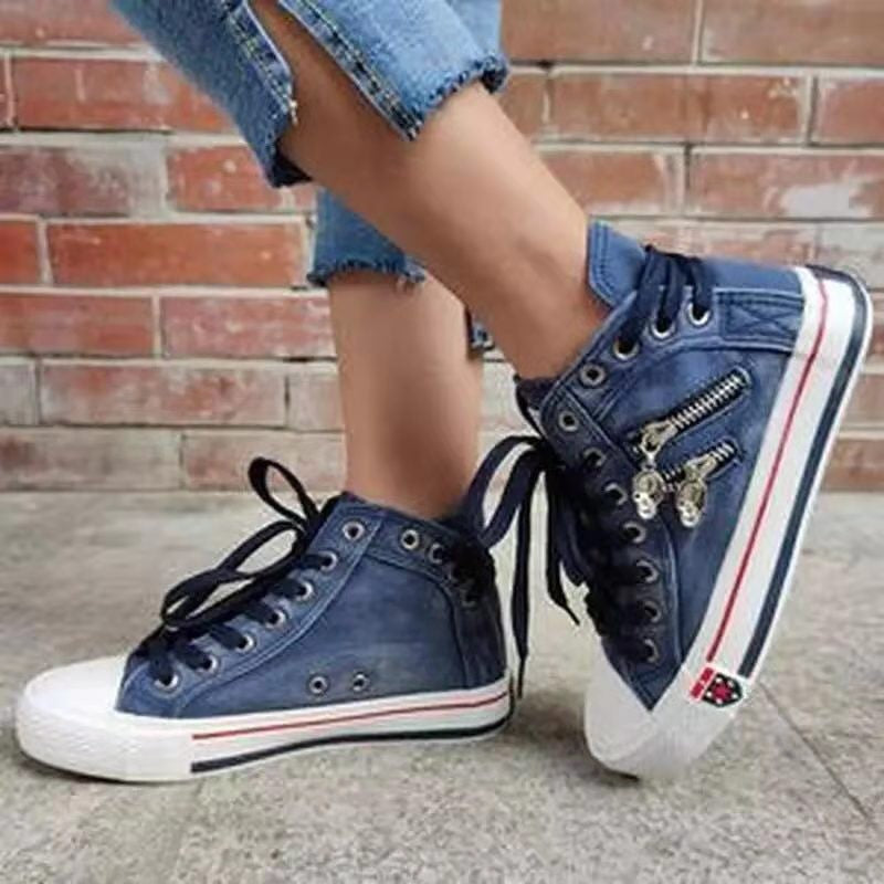 Dame Høje Sneakers i moderne Used-Look med fashionable lynlåsdetaljer Stilla