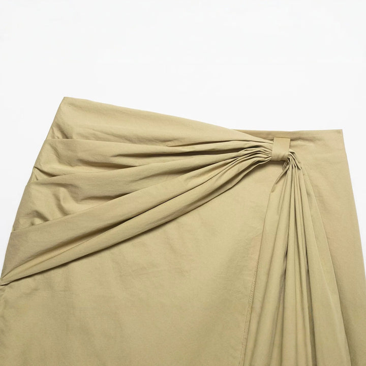 Dame wrap skirt med asymmetrisk design og dekorative draperinger Skovae