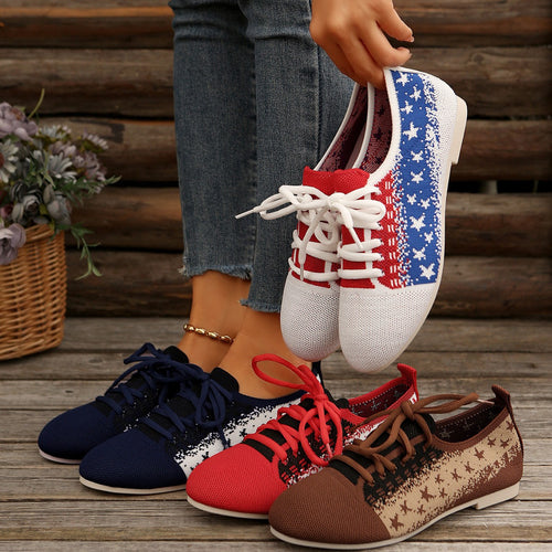 Dame Åndbare Sneakers med moderigtigt Strikdesign Stilla