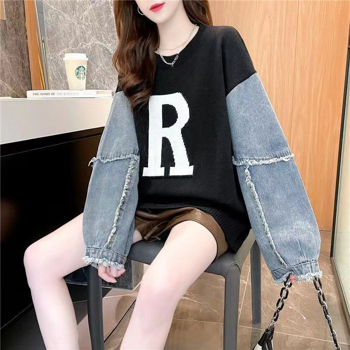 Femme Trendy Mixed Media Pullover Sweater Stilla