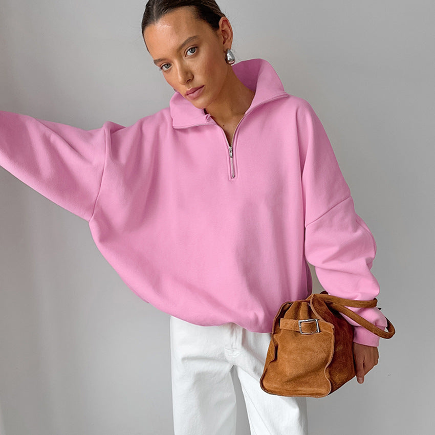 Damer afslappet hoodie med gennemgående lynlås og oversized snit Stilla