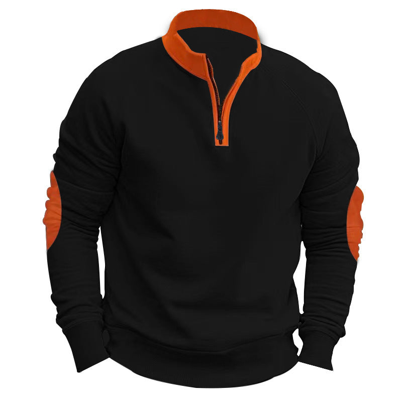Herre sporty fleece-pullover med moderne ståkrave og unikke detaljer Stilla