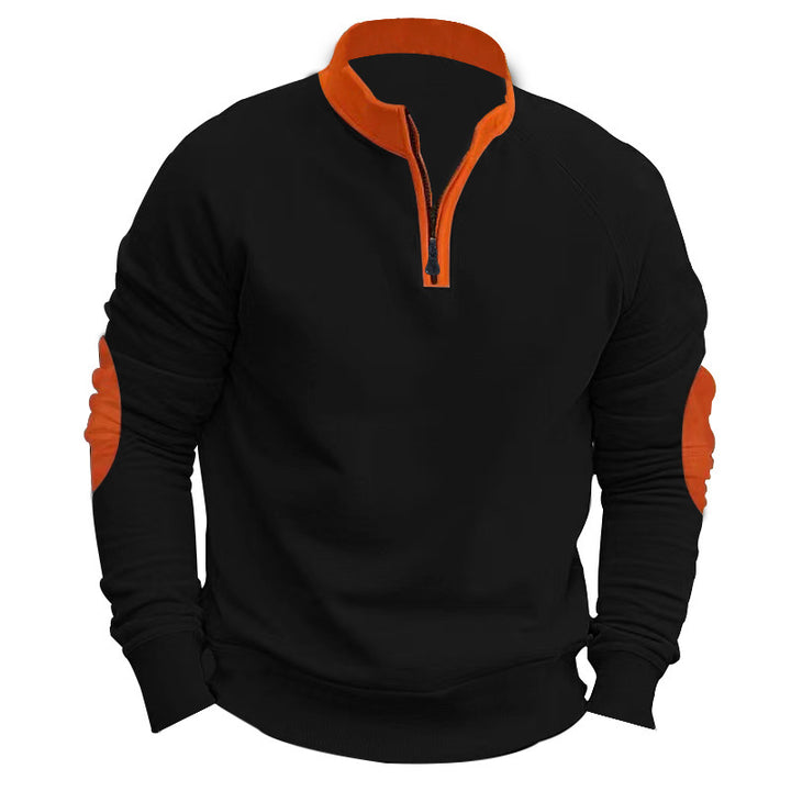 Herre sporty fleece-pullover med moderne ståkrave og unikke detaljer Stilla