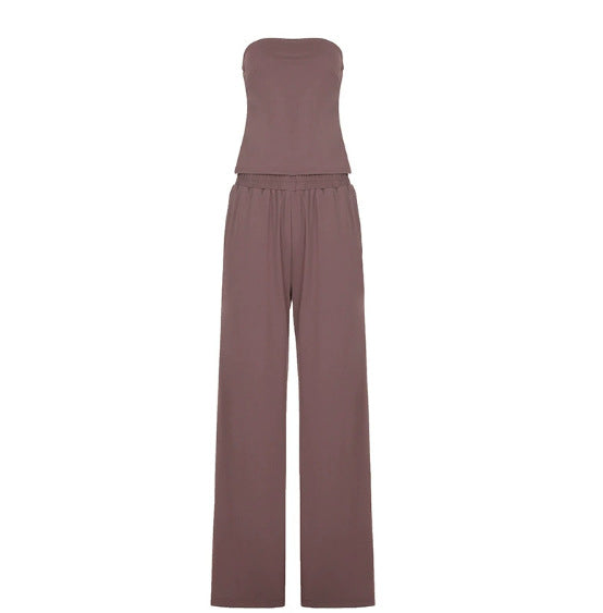 Damen elegantes Jumpsuit im lässigen Design mit Bandeau-Oberteil und weitem Bein Skovae