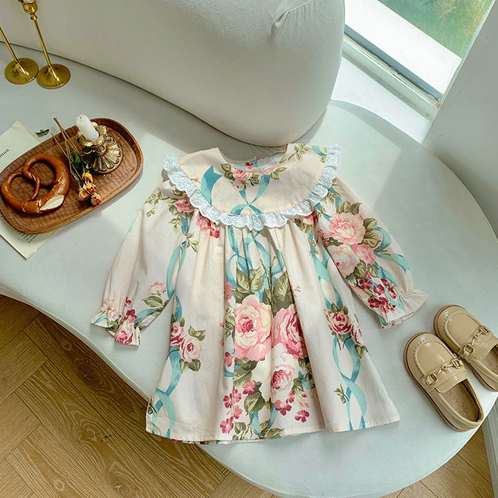 Pige Blomster Broderet A-Linje Kjole Stilla 1747879332