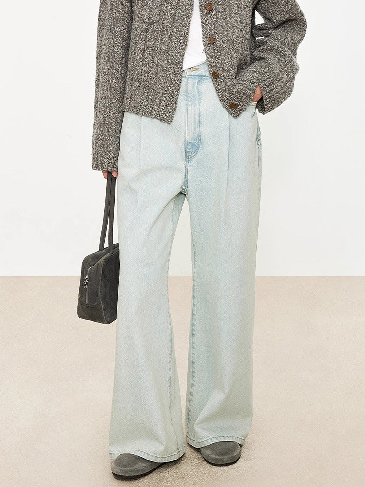 Dame brede højtaljede jeans i vintage-stil med sidelommer Stilla