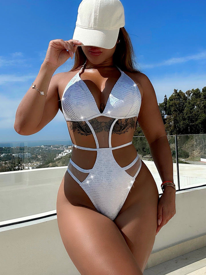 Dame Cut-Out Bikini med skinnende design Skovae
