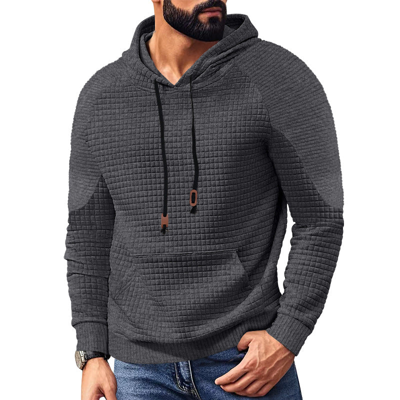 Herrer nan hoodie med kvadratisk struktur, raglanærmer og kængurulomme Skovae