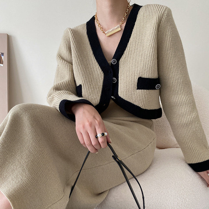 Kvindernes fashionable cardigan med kontrastdetaljer og lommer Stilla