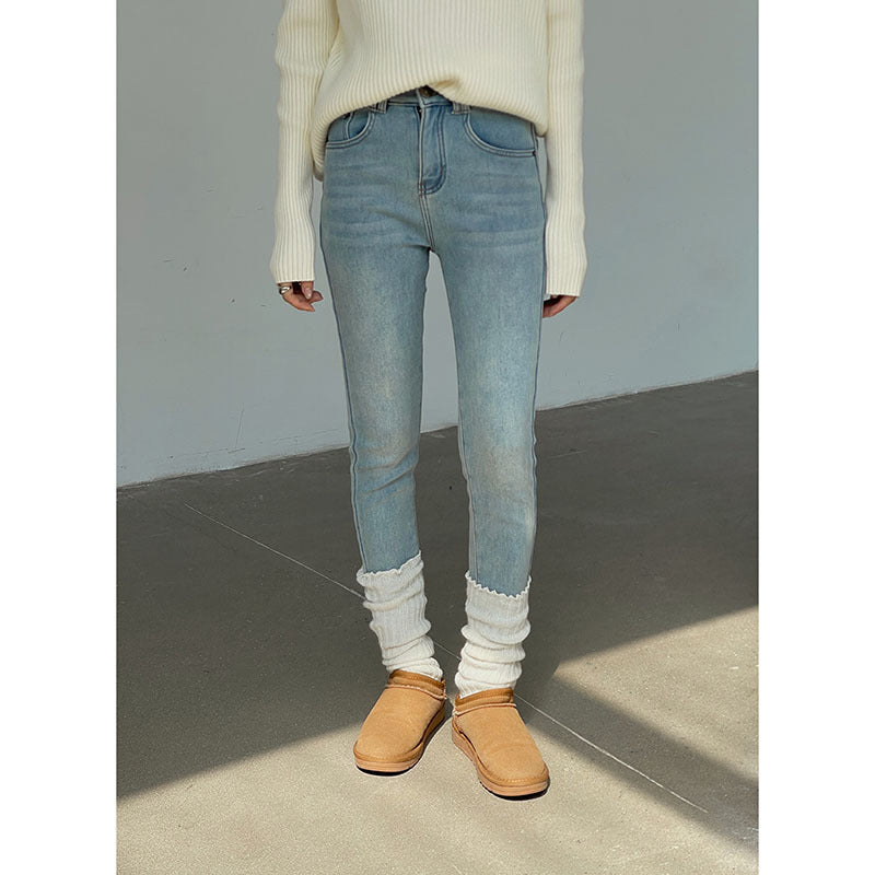 Dame High-Waist Jeans i stilfuld vintage-look med fine vask og elastisk linning Stilla
