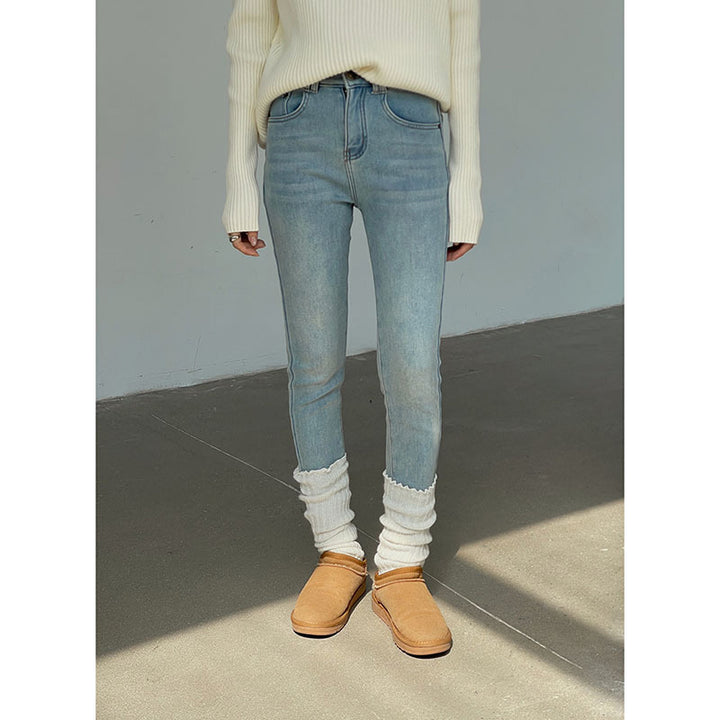 Dame High-Waist Jeans i stilfuld vintage-look med fine vask og elastisk linning Stilla