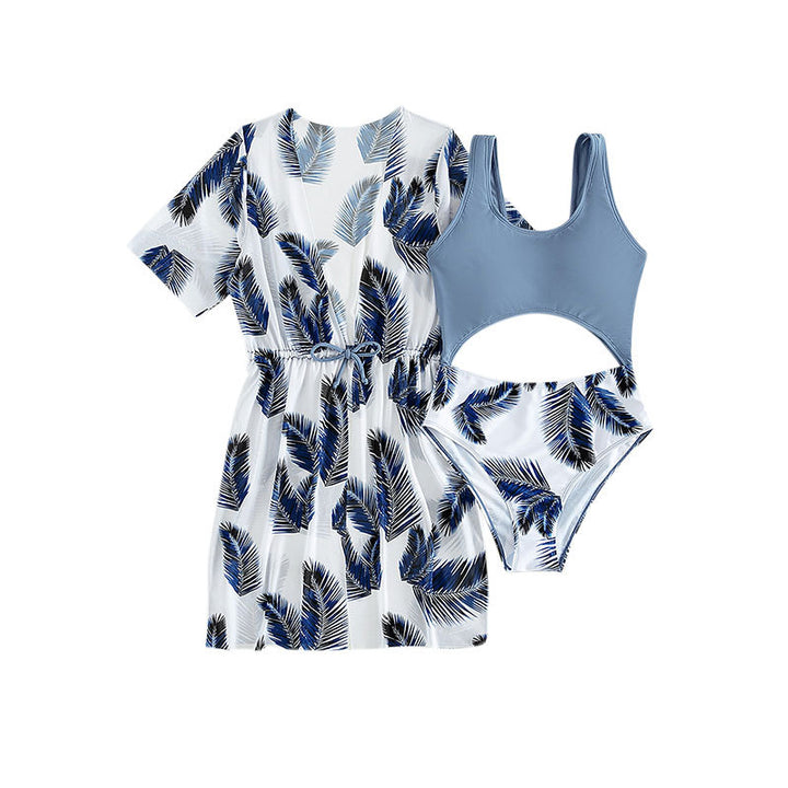 Dame To-delt Badetøj-Sæt med moderne Cut-Out-design og afslappet Kimono Stilla
