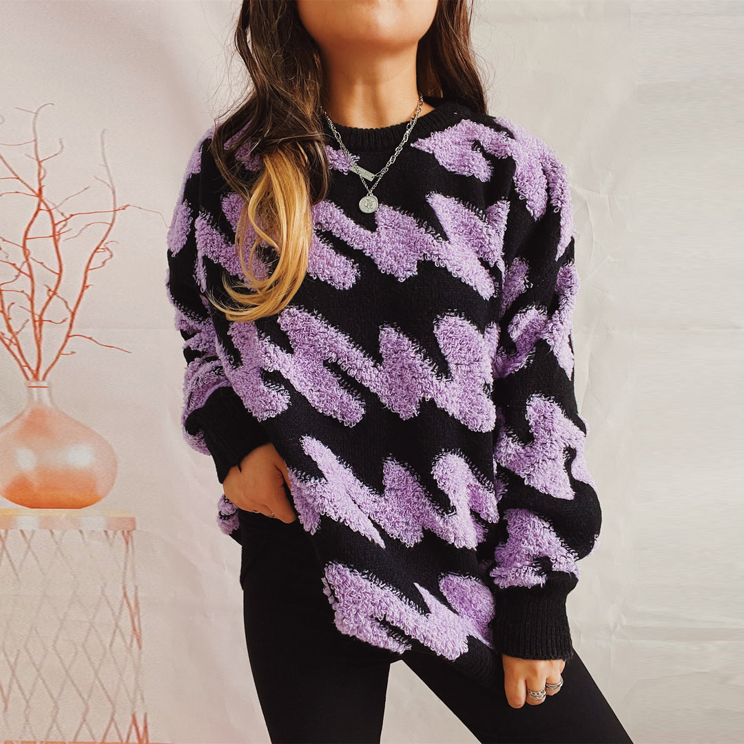 Kvinders fashionable sweater med tekstureret bølgemønster og oversized ærmer Stilla