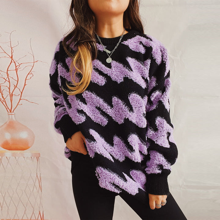 Kvinders fashionable sweater med tekstureret bølgemønster og oversized ærmer Stilla