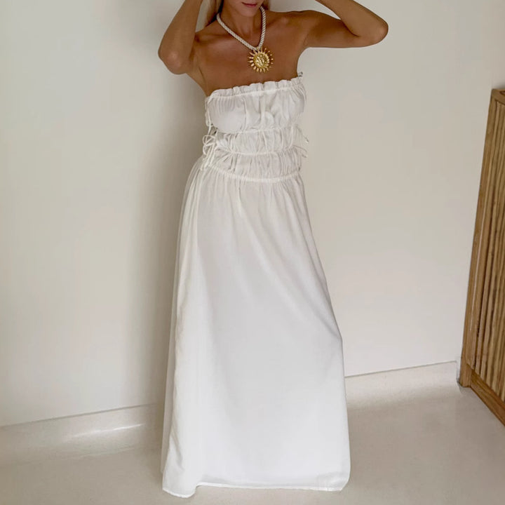 Dame Maxi-kjole med off-shoulder design og elastisk taljehæk Stilla