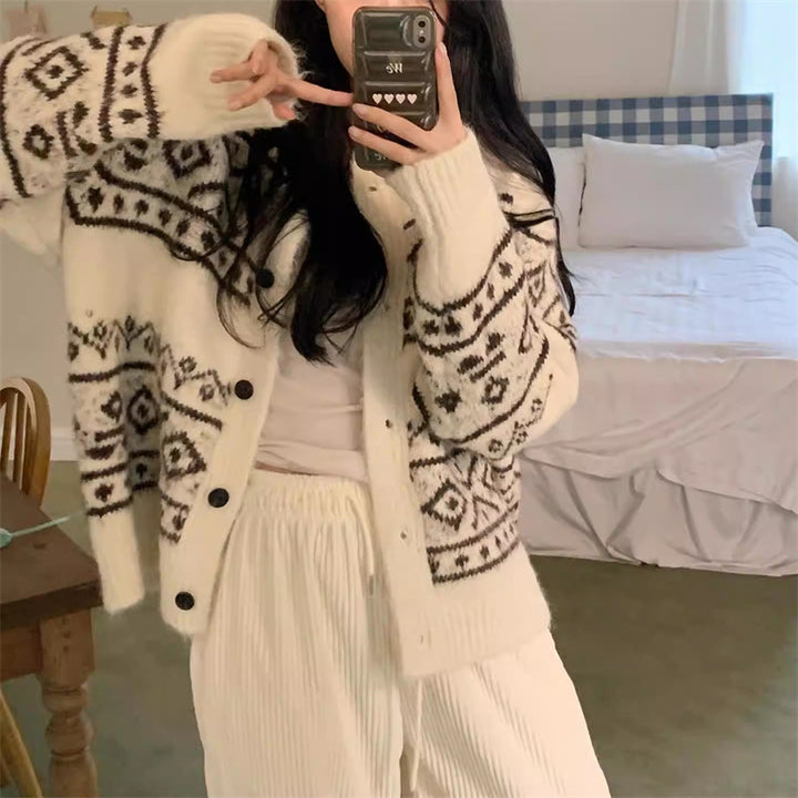Dame casual cardigan med unikt mønster og blødt materiale Stilla