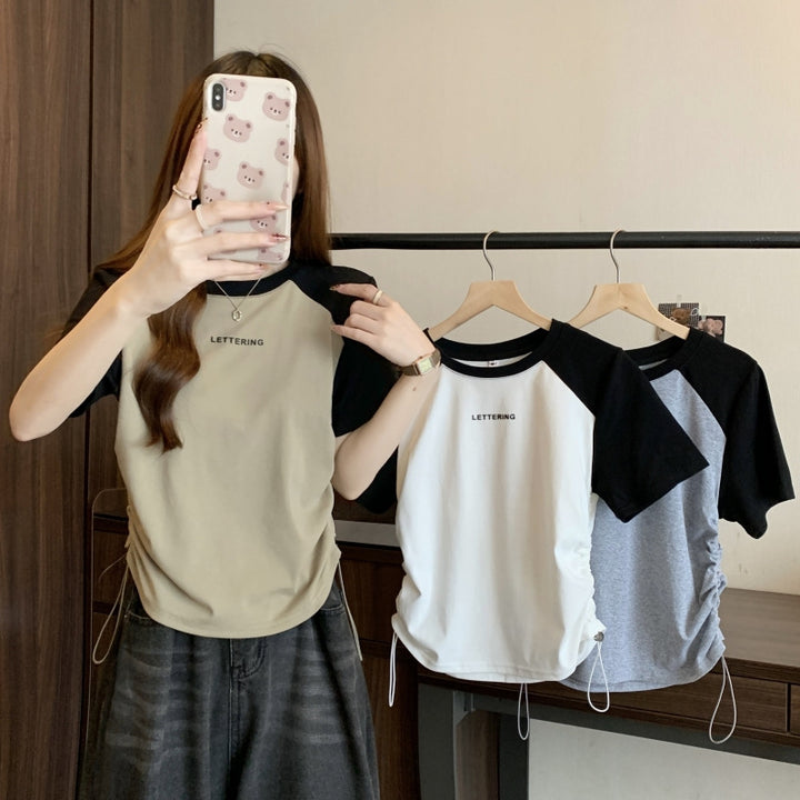 Dame Casual Raglanærme T-shirt med tekstdetalje Stilla