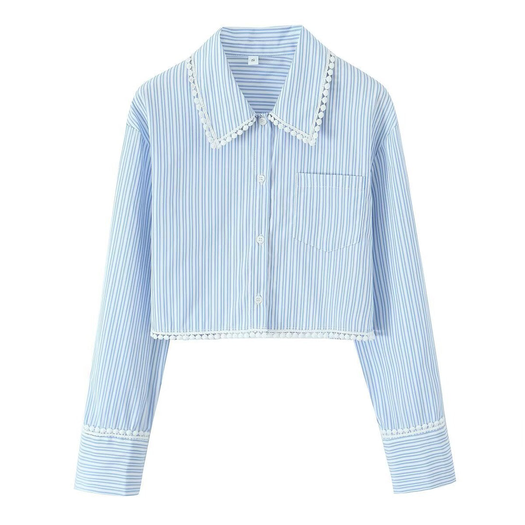 Kvindernes cropped bluse med elegante blonder detaljer Stilla