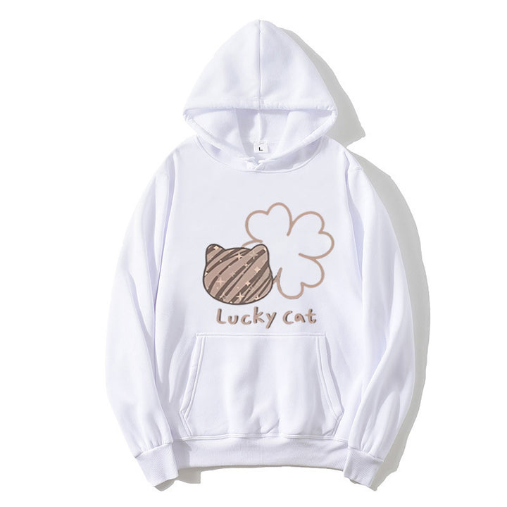 Kvinders hoodie med kreativ kat design og heldig motiv Skovae