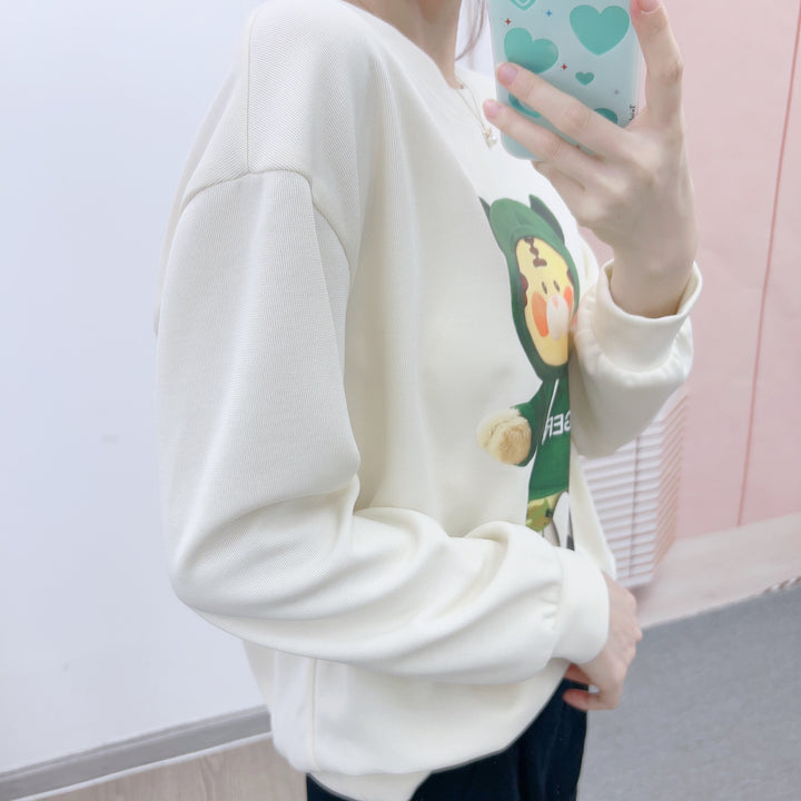 Dame sweatshirt med kunstnerisk dyremotiv og afslappet snit Stilla
