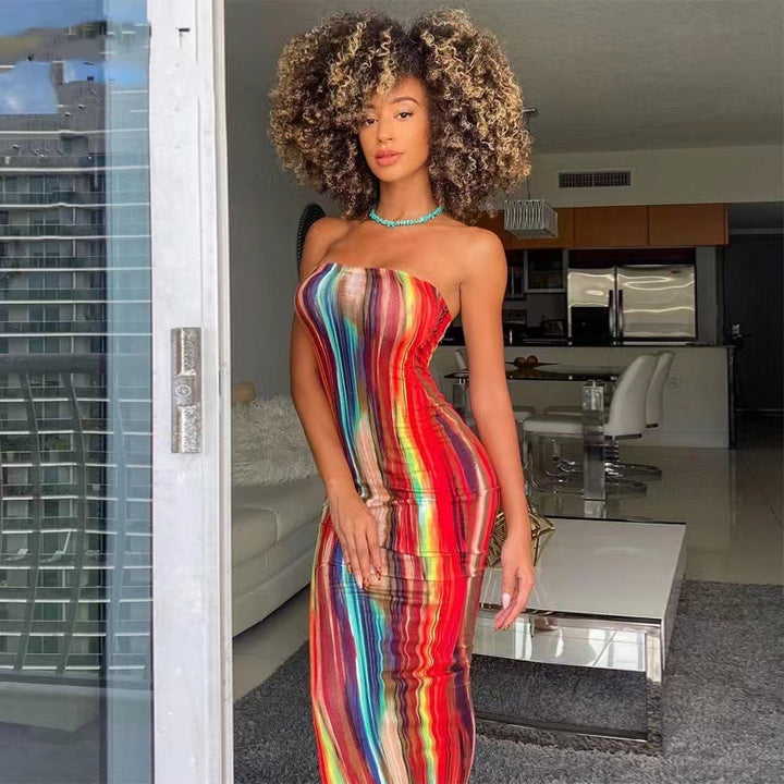 Dame Bodycon Maxikjole med stroppeløst design Stilla