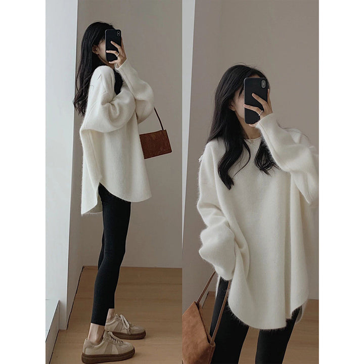 Dame hyggelig oversized sweater lavet af blødt strikmateriale med en afslappet pasform