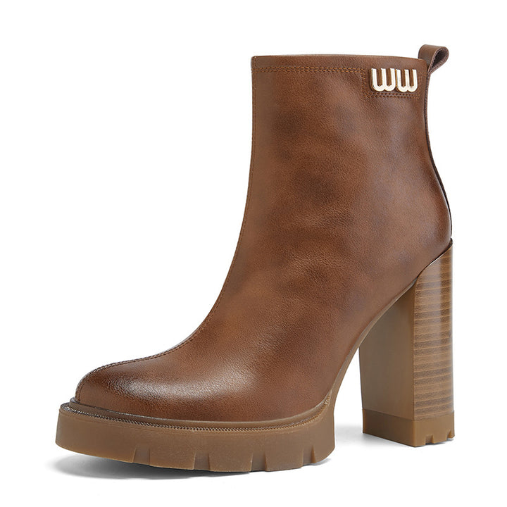 Dame Chunky Heel Støvler med struktureret Design Stilla