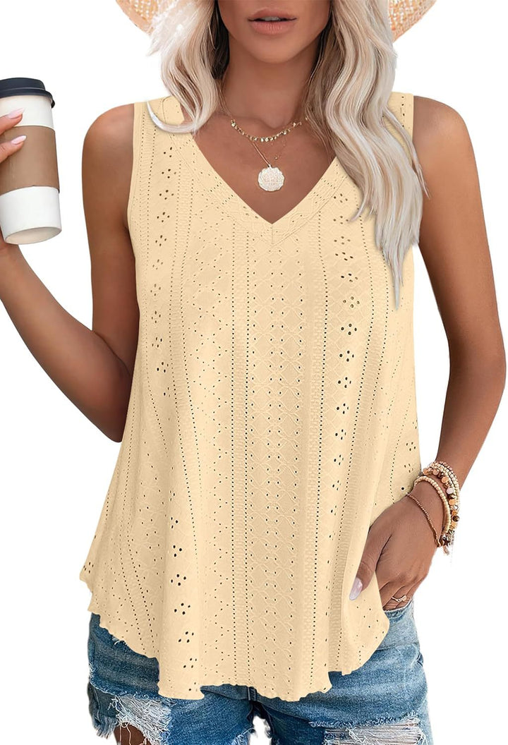 Kvinder Eyelet Design ærmeløs Top Stilla