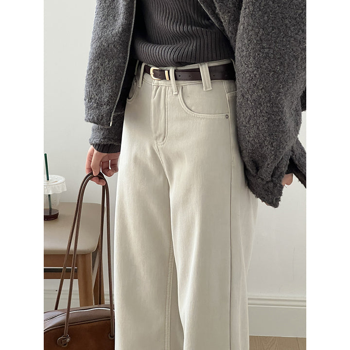 Dame Løst skårede jeans med elegant bælte og høj talje Stilla