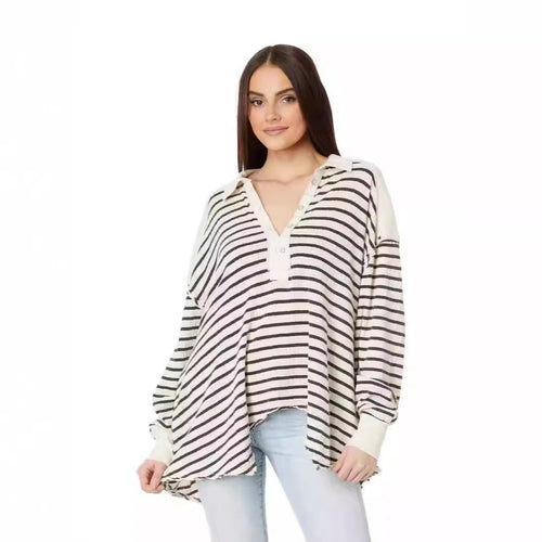 Dame Casual Oversized Pullover med stribemønster Stilla