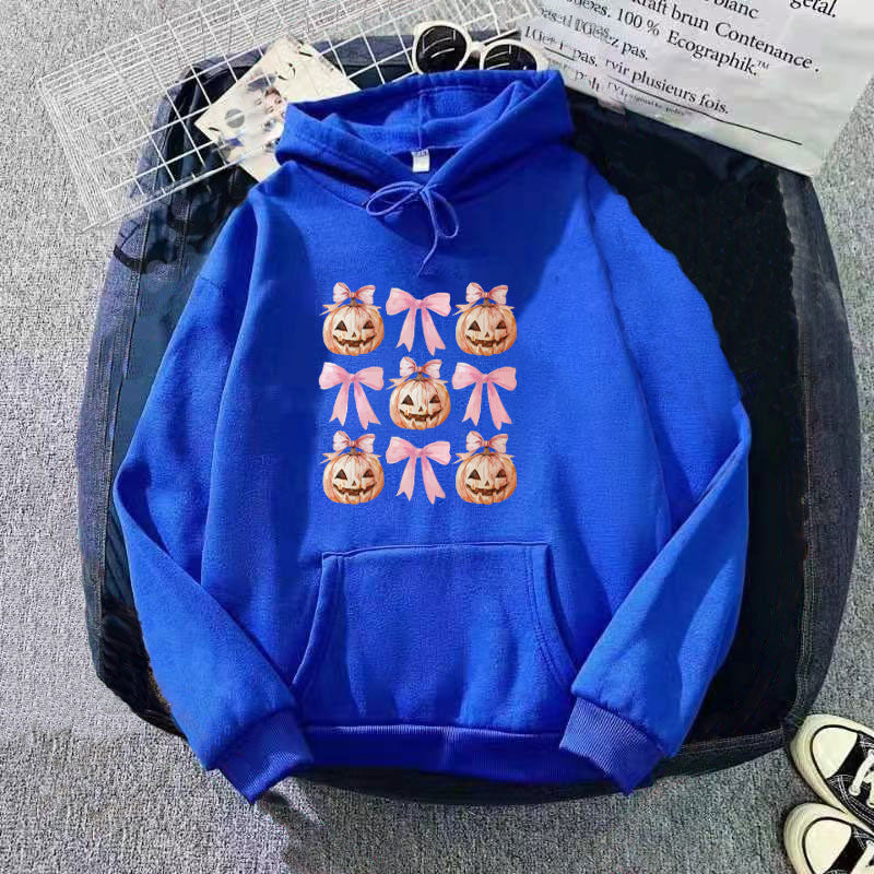 Kvinders Hoodie med Munter Græskar Design Skovae