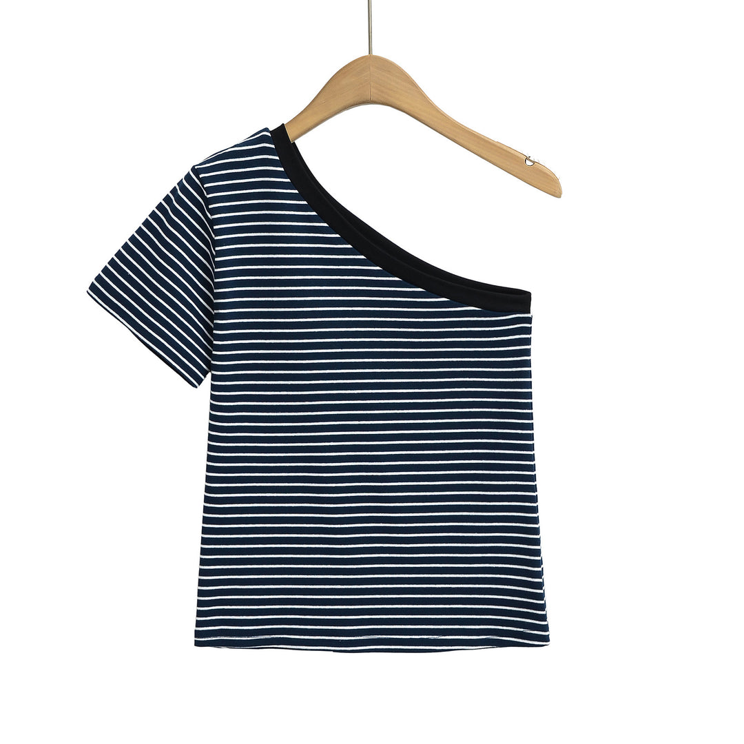 Dame asymmetrisk stribetop Stilla