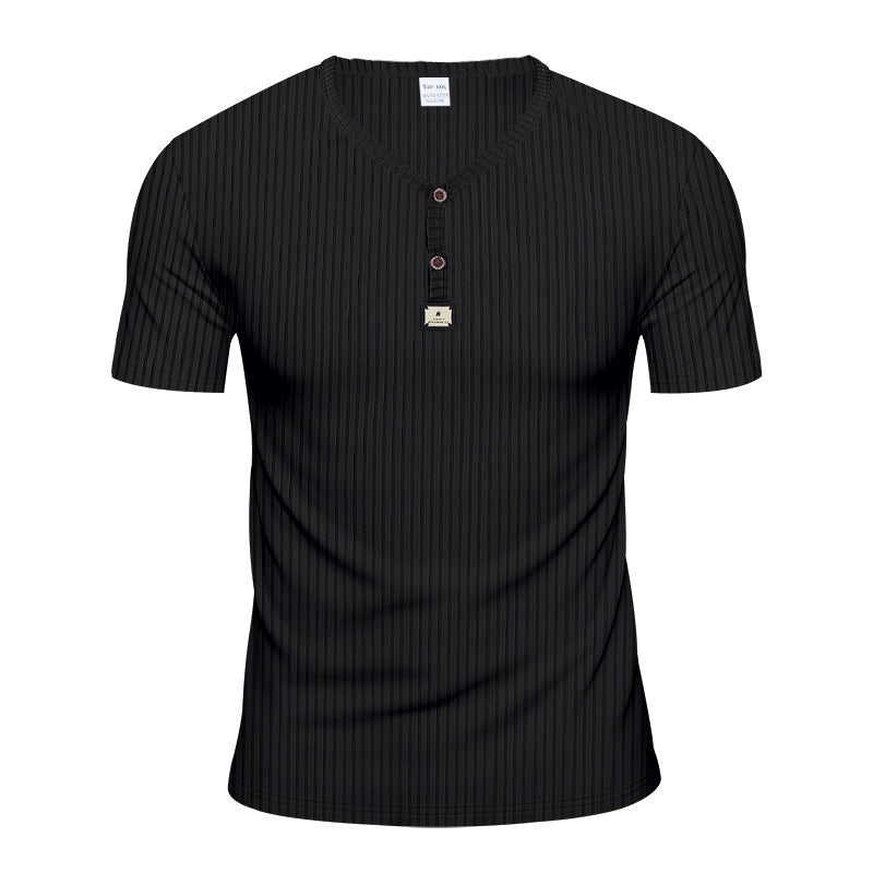 Herrer Kortærmet Henley T-shirt med elegant struktur og moderne knapper Stilla