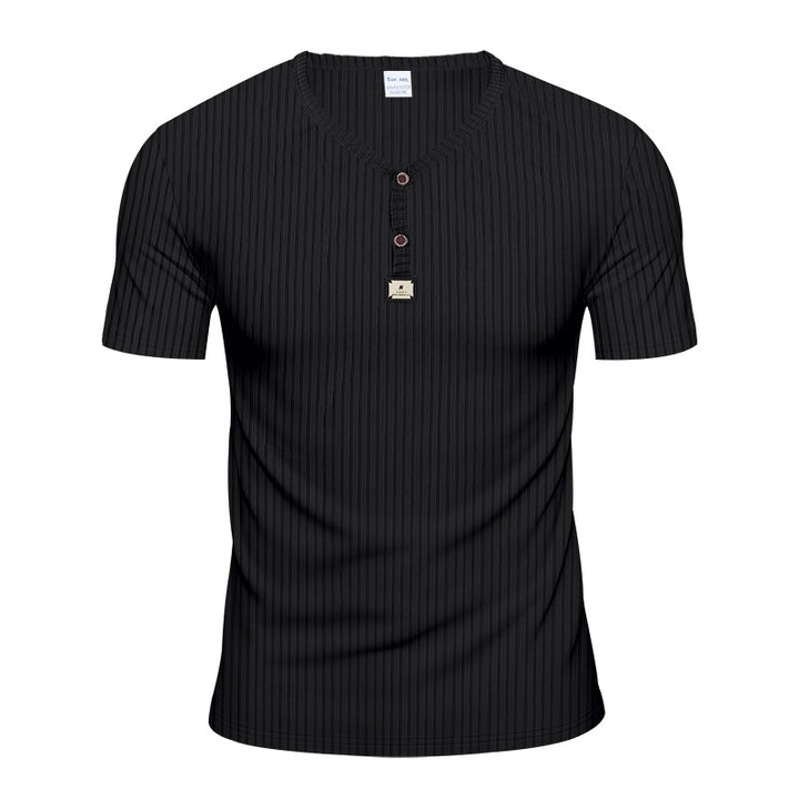 Herrer Kortærmet Henley T-shirt med elegant struktur og moderne knapper Stilla