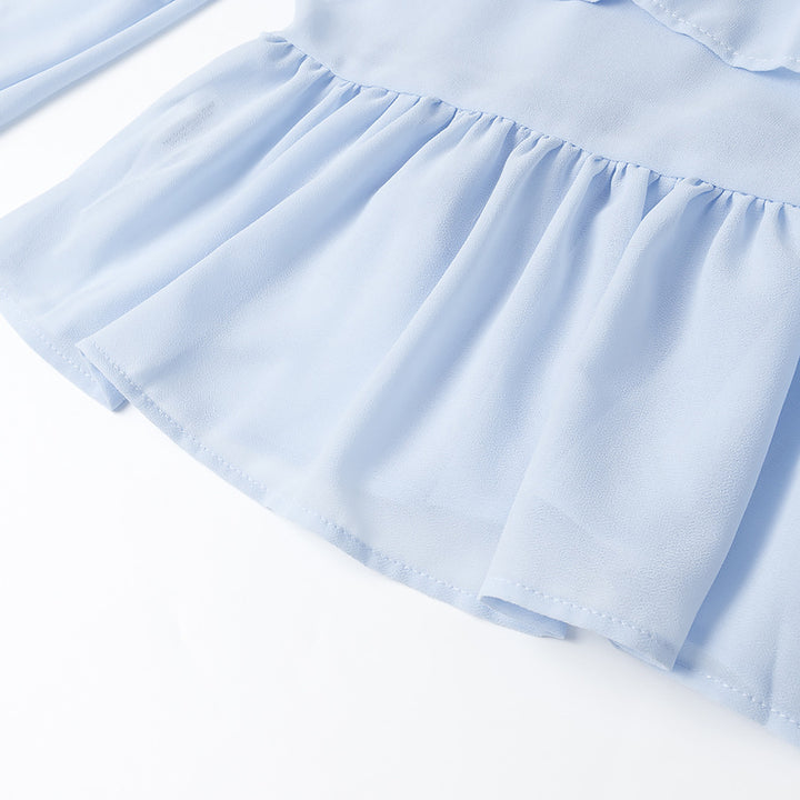 Dame elegant let bluse med flæseelementer Stilla