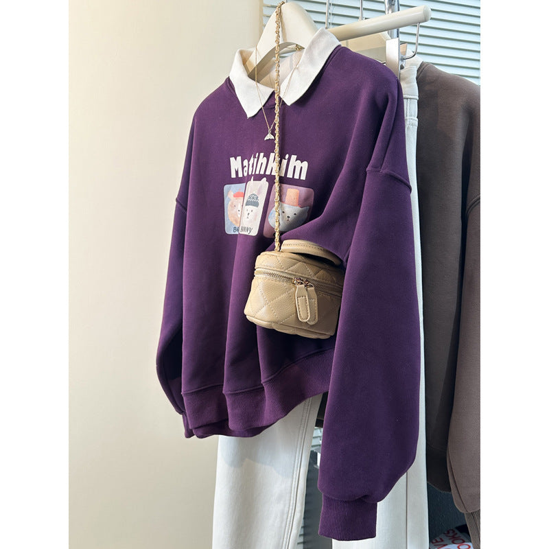 Femme Leges spillet grafisk sweatshirt med kontrastkrave Stilla
