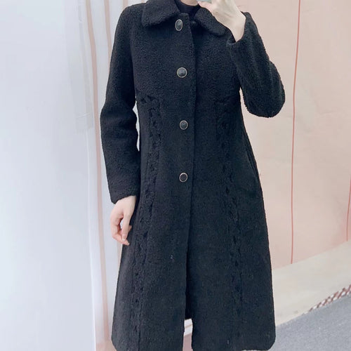 Dame Teddy-frakke med fashionable knapdetaljer og sidelommer Stilla