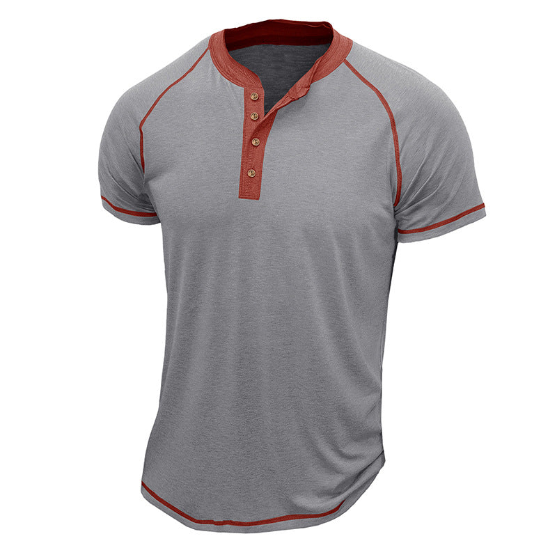 Herrer Kortærmet Henley-T-shirt med kontrastdetaljer og slidstærkt stof Stilla