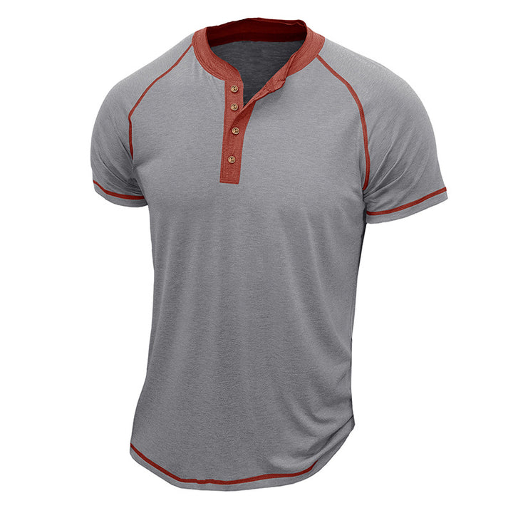 Herrer Kortærmet Henley-T-shirt med kontrastdetaljer og slidstærkt stof Stilla