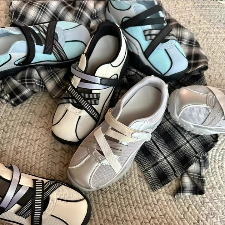 Dame sporty sneakers med elastiske remme og åndbart mesh-overmateriale Stilla