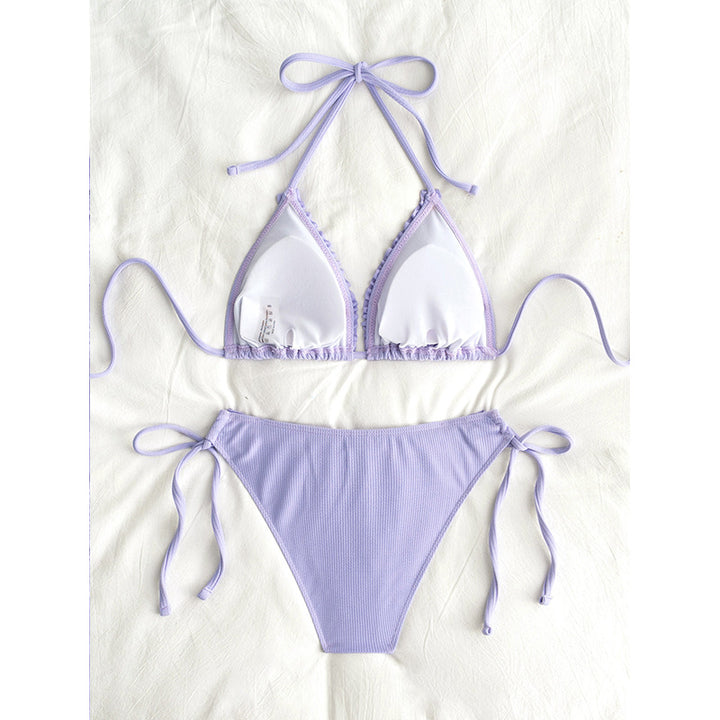 Dame Rynket Trekant Bikini Sæt Stilla 1750839758