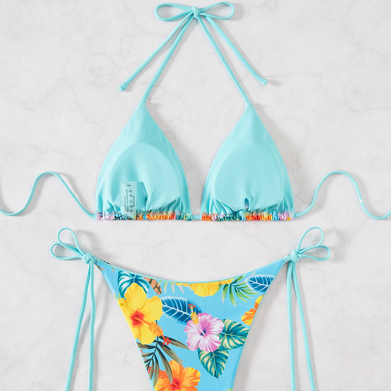 Damer bikini sæt med blomster mønster og justerbare stropper Skovae