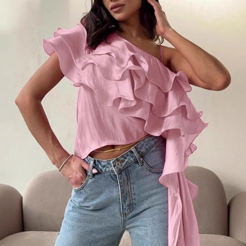 Dame Rynkeoverdel med asymmetrisk design og svingende fald Stilla
