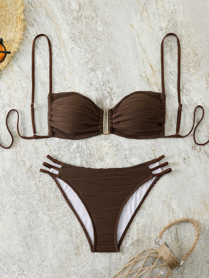 Dame Balkon-Bikini med raffineret flæsedesign og elegante stropper Skovae