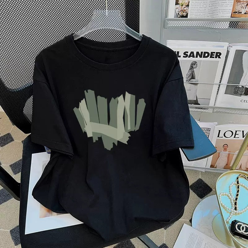 Dame T-shirt med kreativt strukturel-design Stilla