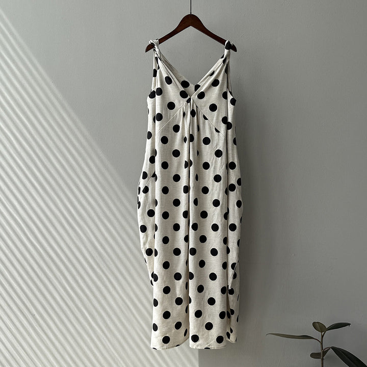 Damer Maxikjole med spaghetti-stropper og legende prikmønster Stilla