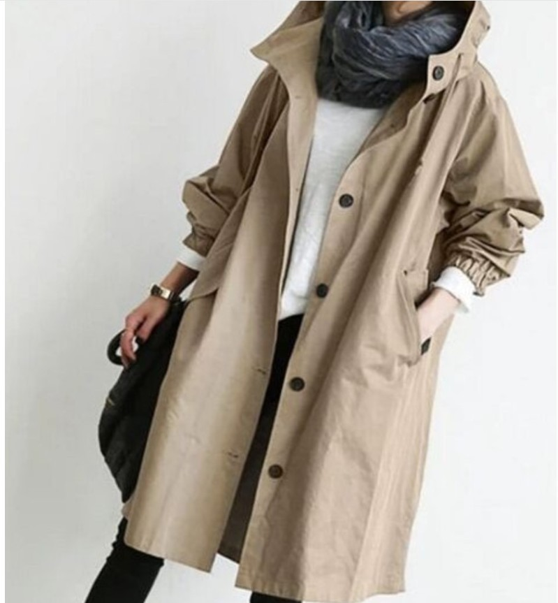 Stilla | Dame Oversized Hætte-Trenchcoat