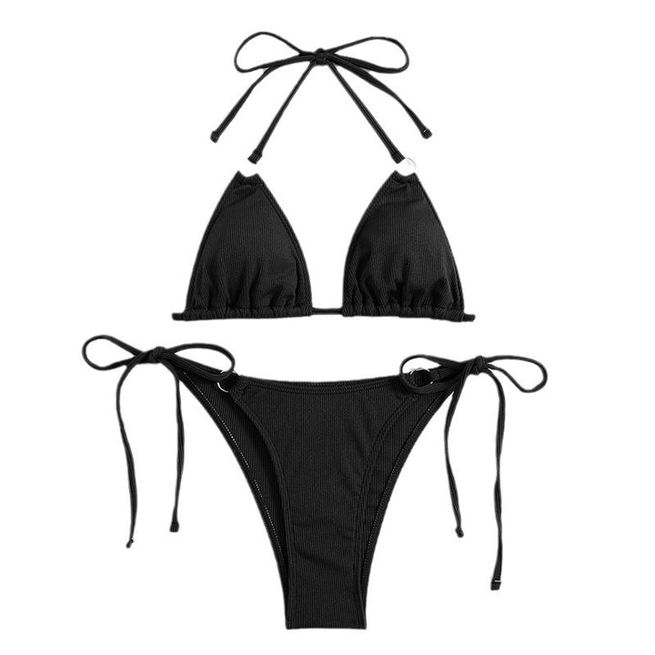 Dame triangel-bikini-sæt med justerbare bindebånd og ribbet tekstur Stilla